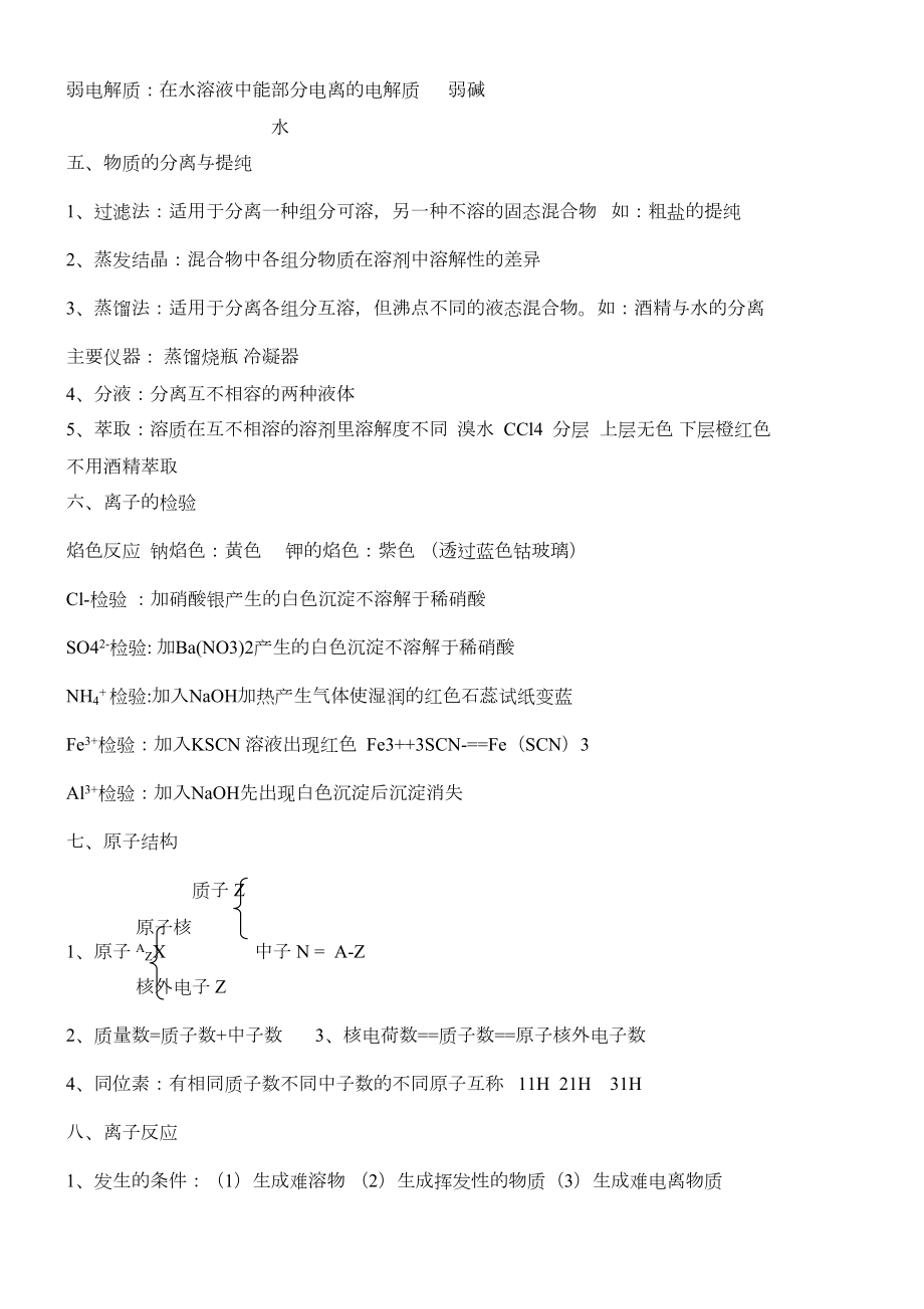 山东省高中学业水平考试化学知识点汇总(DOC 11页).doc_第3页