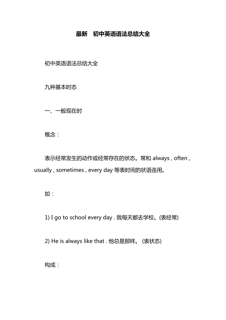 最新初中英语语法总结大全(DOC 42页).docx_第1页