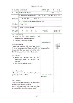 Welcome to the unit参考模板范本.doc