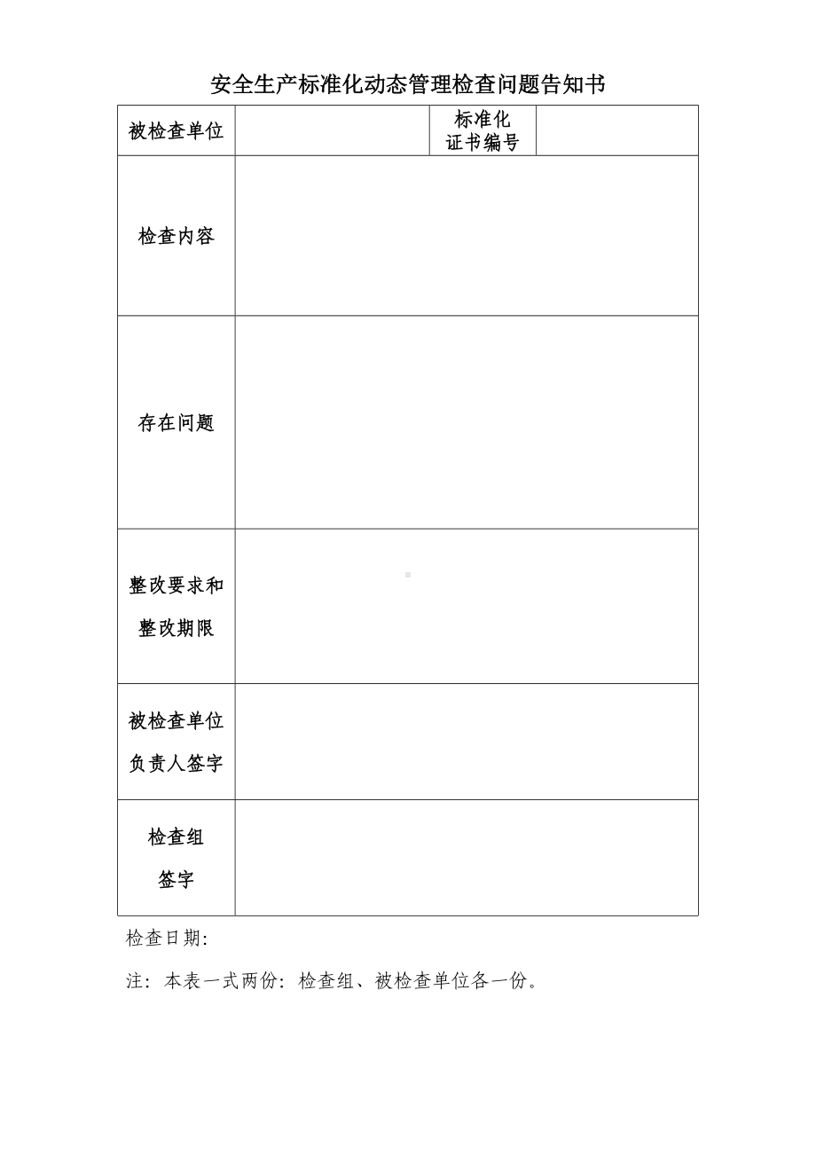 安全生产标准化动态管理检查问题告知书参考模板范本.doc_第1页