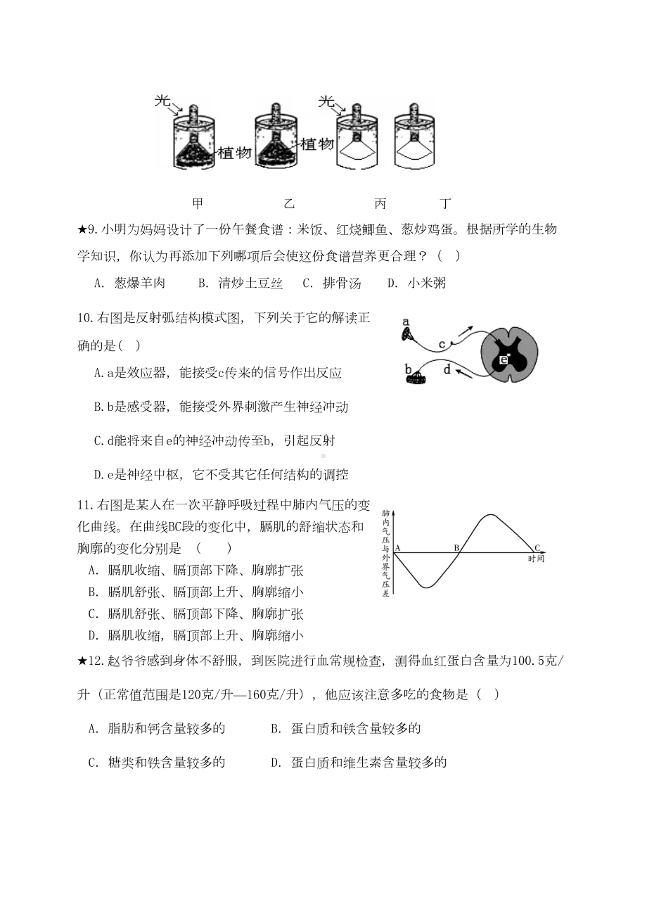 新课标人教版生物中考模拟试题附答案(DOC 10页).docx_第3页