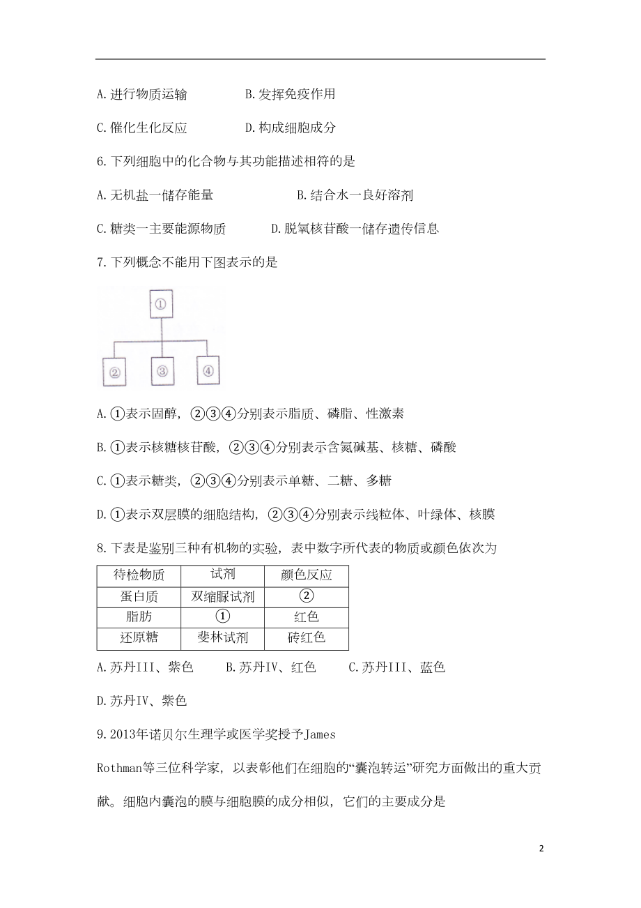 江苏省苏州市高一生物上学期期末考试试题(DOC 14页).doc_第2页