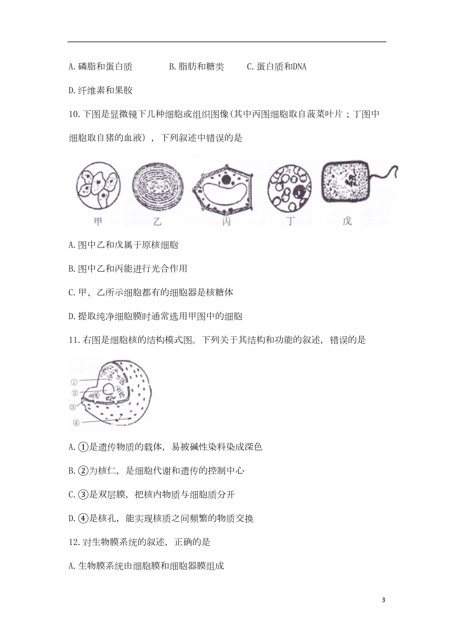 江苏省苏州市高一生物上学期期末考试试题(DOC 14页).doc_第3页