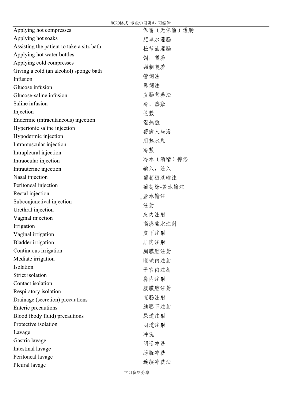 护理专业常用英语词汇(DOC 13页).doc_第3页