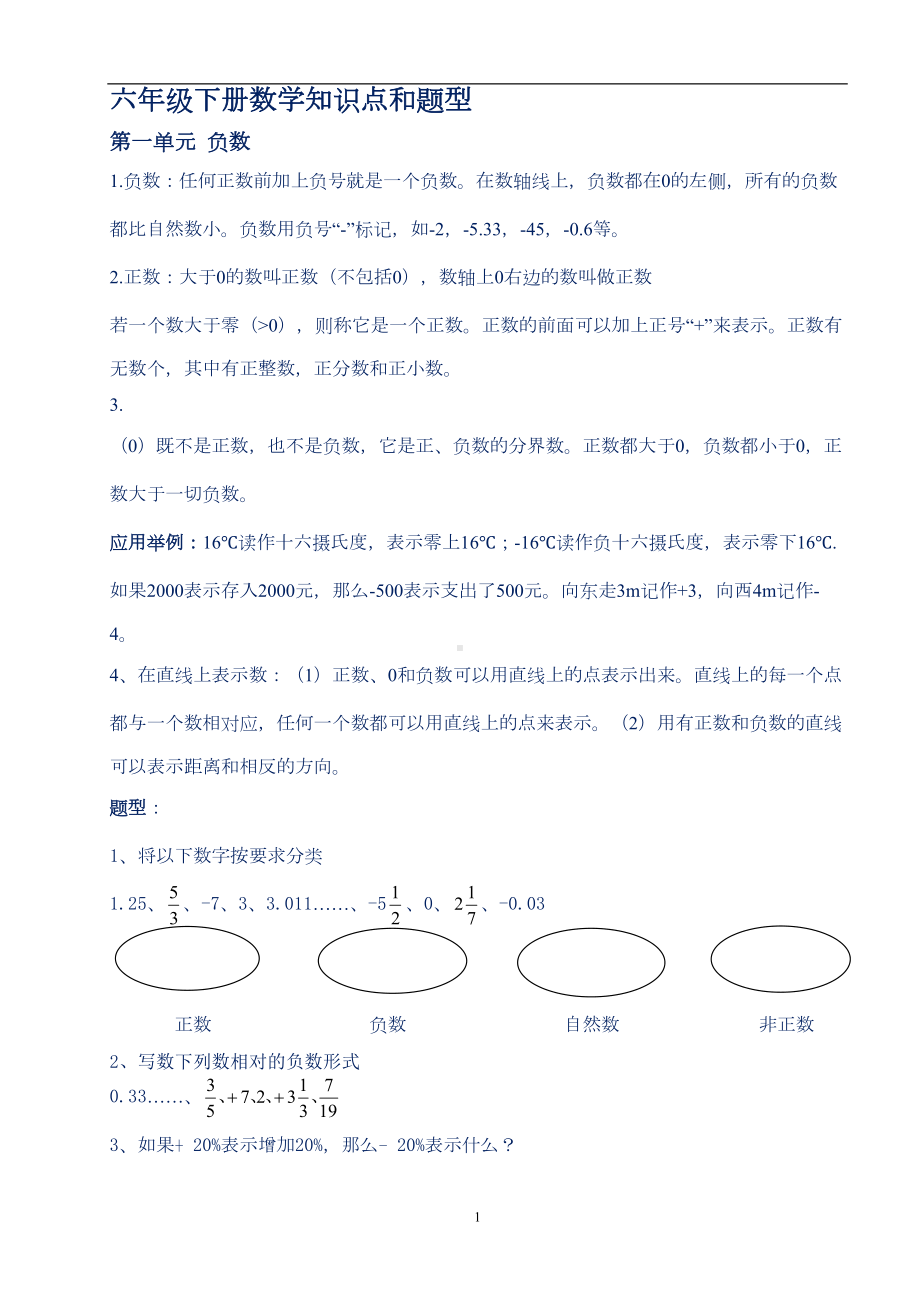 新人教版小学六年级数学下册知识点和题型总结(DOC 7页).docx_第1页