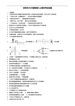 深圳市2020届物理八上期末考试试题(DOC 6页).doc