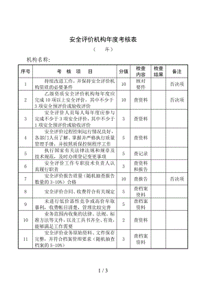 安全评价机构年度考核表参考模板范本.doc