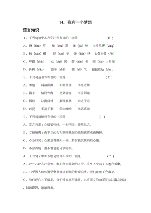 我有一个梦想练习题及标准答案(DOC 8页).doc