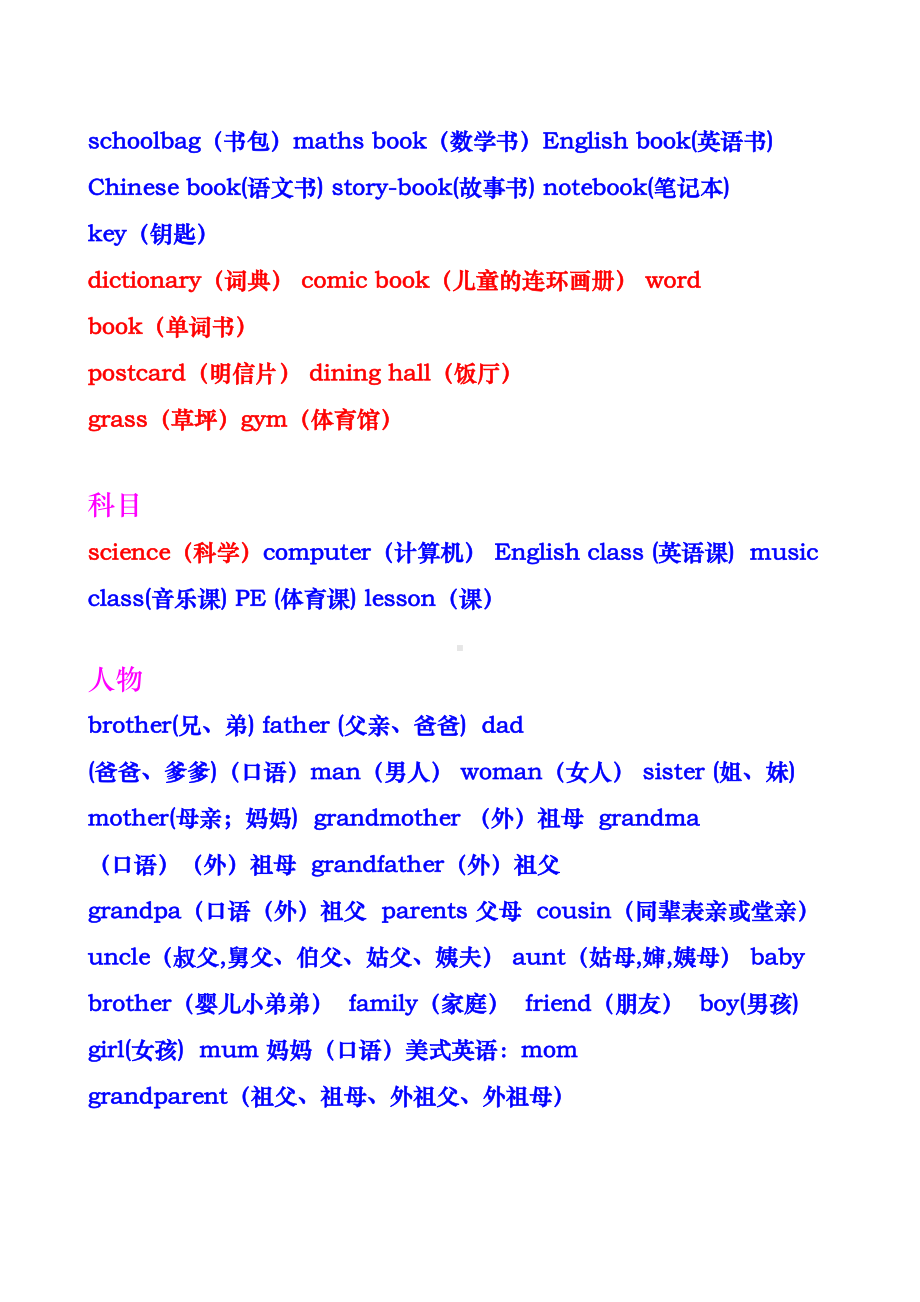 新PEP小学英语三到六年级单词短语分类汇总(DOC 11页).doc_第3页