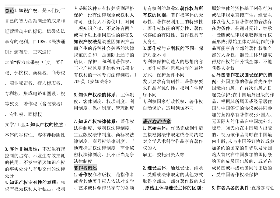 知识产权法终极版小抄（一张A过自考系列）(DOC 13页).doc_第1页