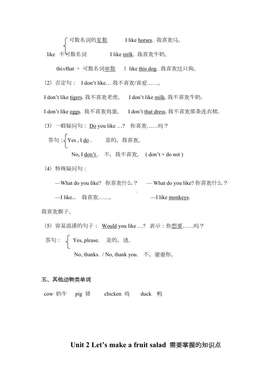 牛津译林版英语-四年级上册Unit1-Unit2-知识点归纳(DOC 4页).docx_第2页