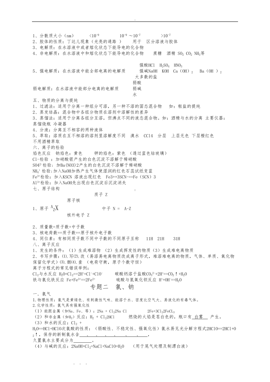 江苏省高中化学学业水平测试复习资料全(DOC 10页).doc_第2页