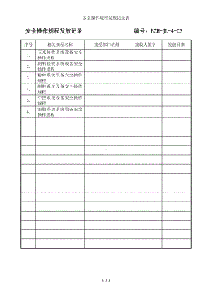 安全操作规程发放记录表参考模板范本.doc