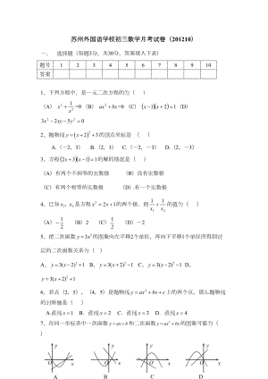 苏州某中学初三数学月考试卷及答案(DOC 13页).doc