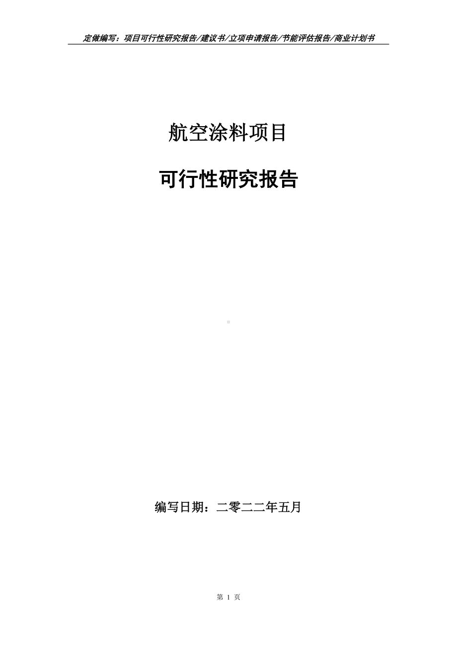 航空涂料项目可行性报告（写作模板）.doc_第1页