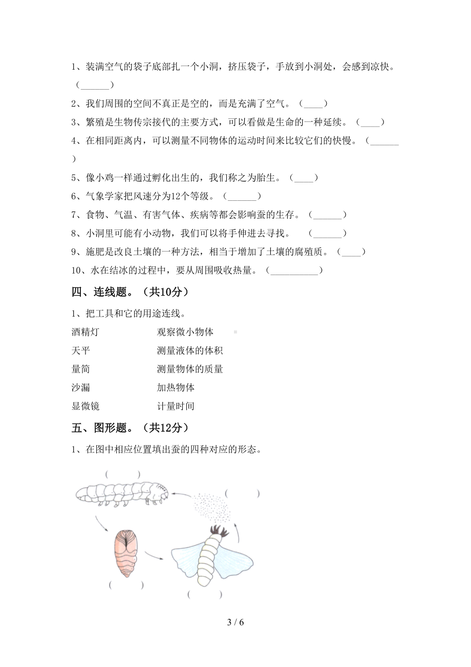 教科版三年级科学(下册)期末试题及答案(DOC 6页).doc_第3页