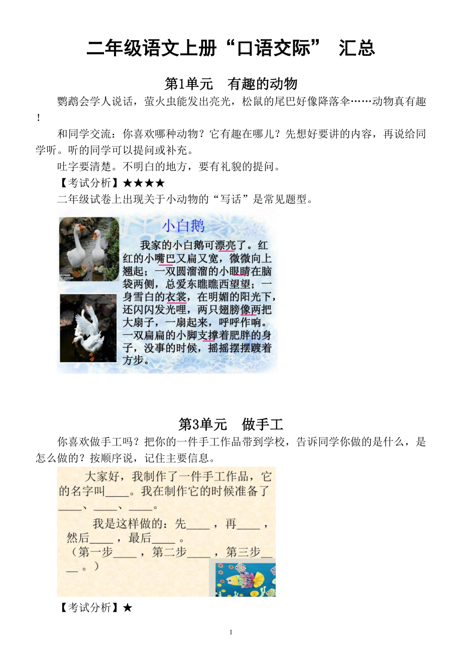 小学语文部编版二年级上册“口语交际”-汇总及范文示例(DOC 6页).doc_第1页