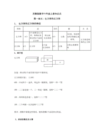 苏教版数学六年级上册各单元知识点整理(重点归纳)(DOC 14页).docx