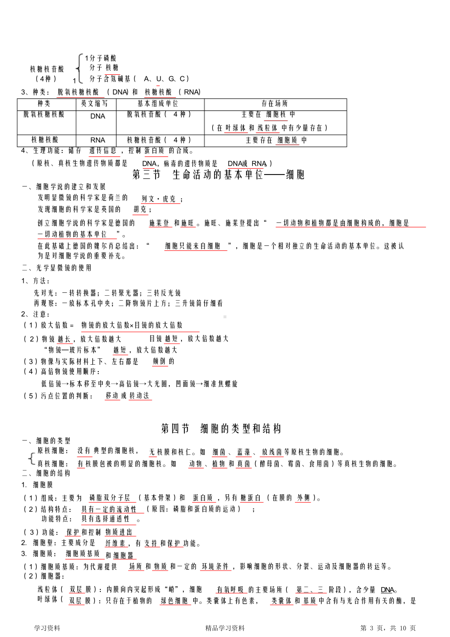 最全面高中生物第一轮复习知识点汇总(精华版)(DOC 10页).docx_第3页