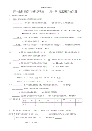 高中生物必修二知识点填空[最详版](DOC 21页).docx