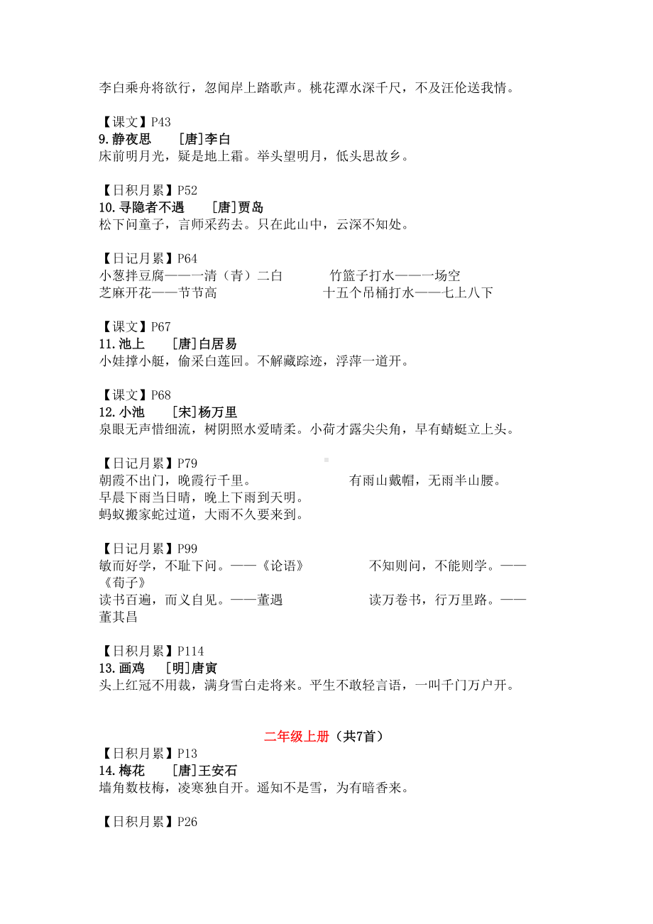 部编人教版小学语文教材古诗词汇总(DOC 17页).doc_第2页