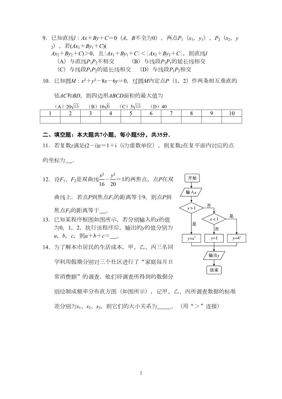 高考数学(文科)试题及答案(DOC 9页).doc_第2页