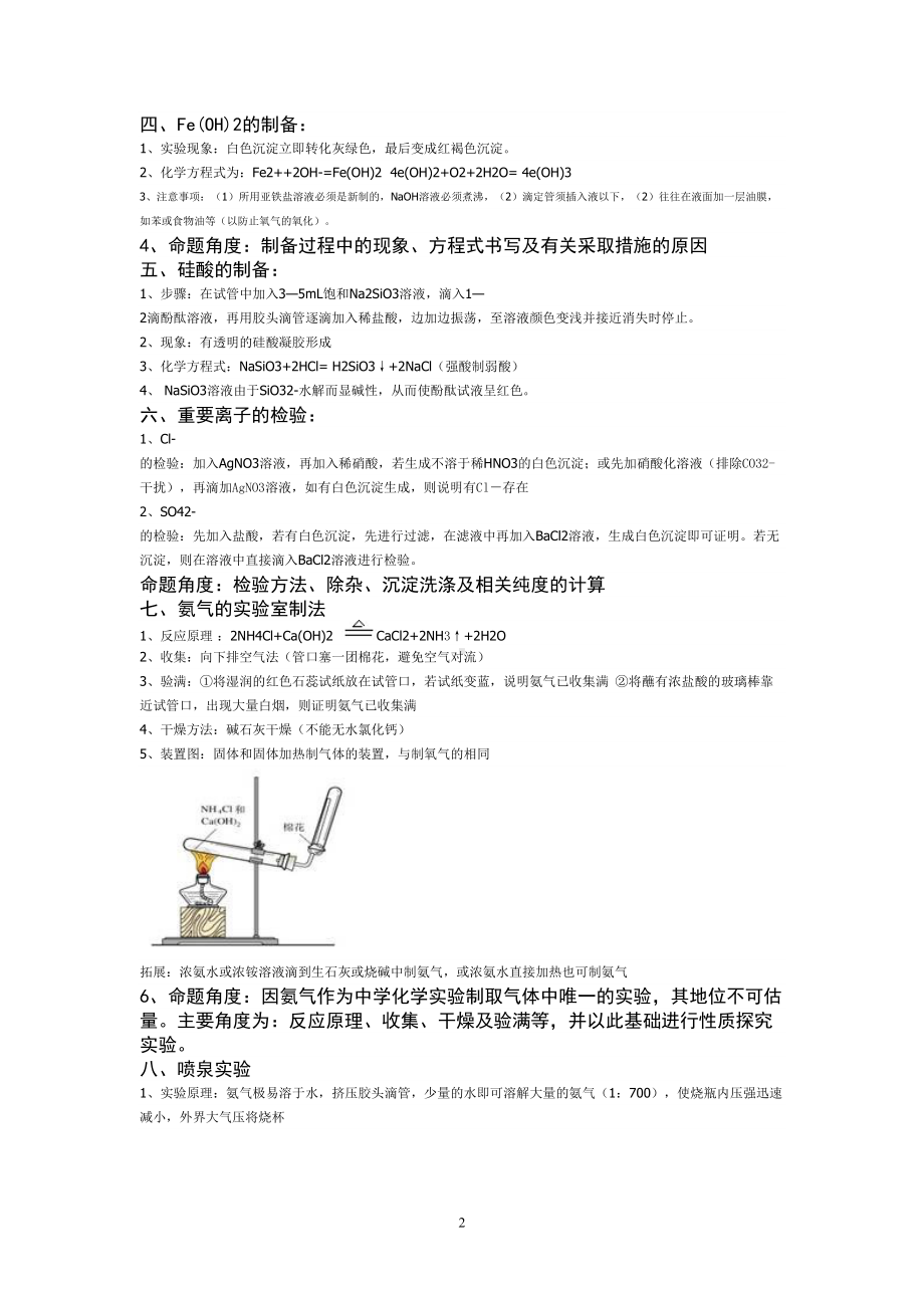 高中化学教材常考实验总结汇总(DOC 11页).doc_第2页