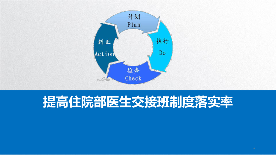 提高住院部医生交接班制度落实率PDCA-演课件.ppt_第1页