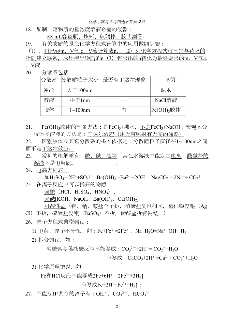 高中化学学业水平测试常考必背知识点学习资料(DOC 13页).doc_第2页