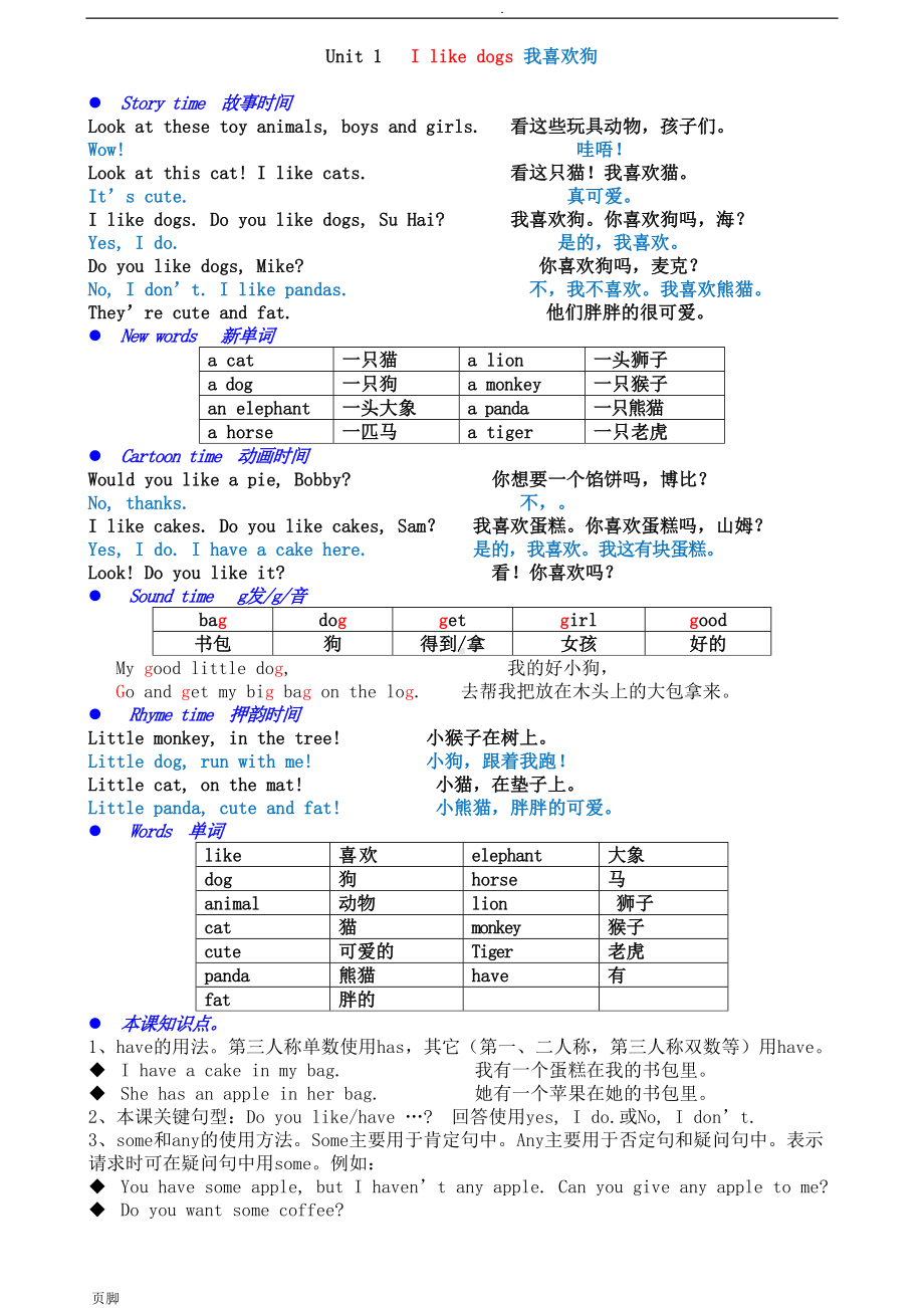 译林苏教版小学英语四年级(上册)课本内容打印版(DOC 9页).doc_第1页