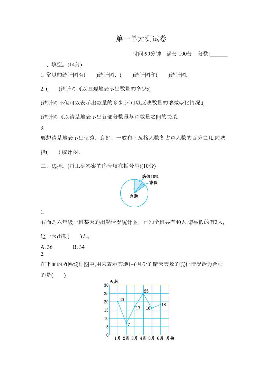 苏教版六年级下册数学第一单元测试题(含答案)(DOC 6页).docx_第1页