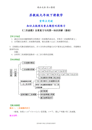 苏教版九年级下册数学[《二次函数》全章复习与巩固—知识点整理及重点题型梳理](基础)(DOC 10页).doc