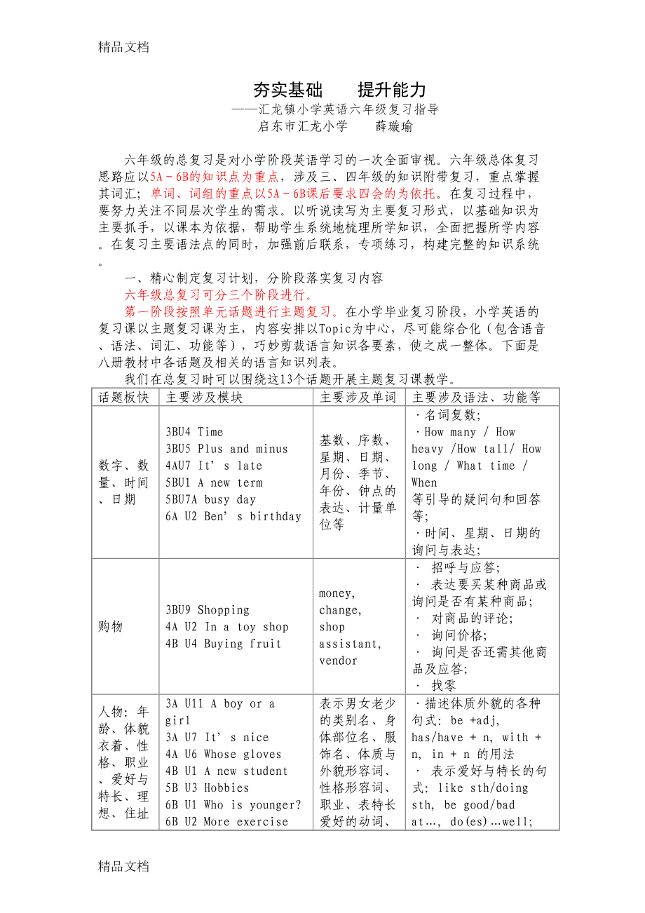 最新小学英语复习指导讲座doc(DOC 11页).doc_第1页