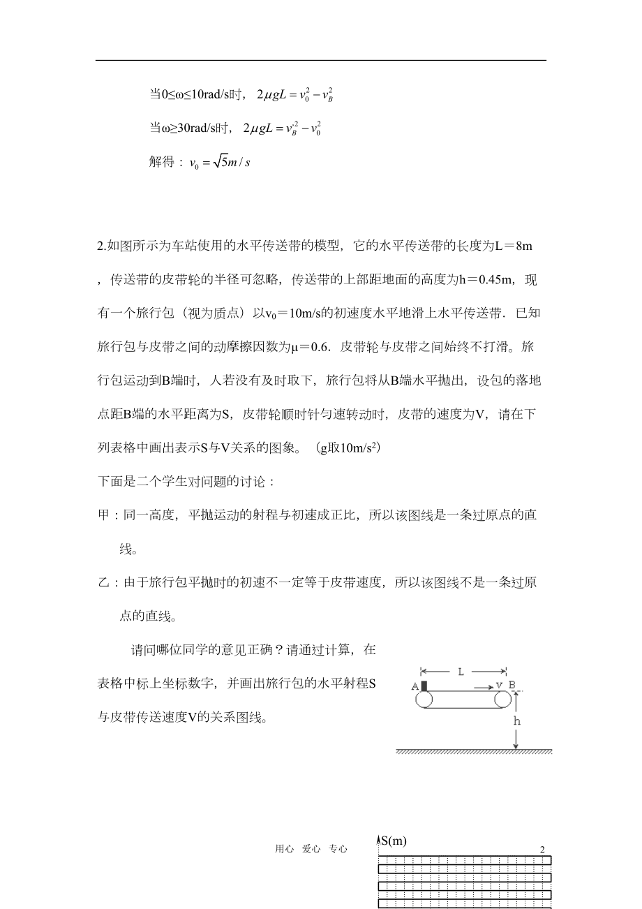 高中物理-和传送带有关的力学综合题大汇总(DOC 11页).doc_第2页