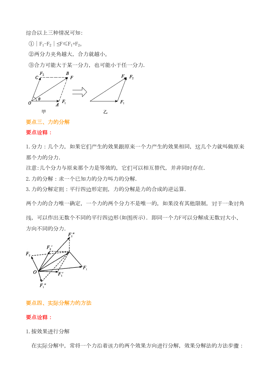 高中物理必修一力的合成与分解提高练习题测试题(DOC 13页).docx_第3页