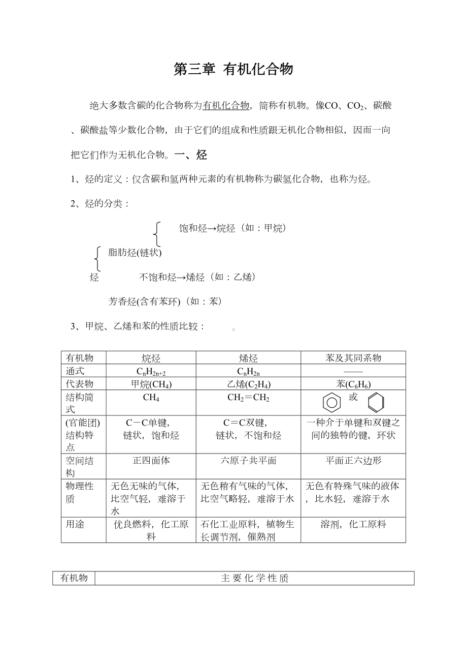 高中化学必修二第三章知识点和习题(含答案)(DOC 13页).doc_第1页