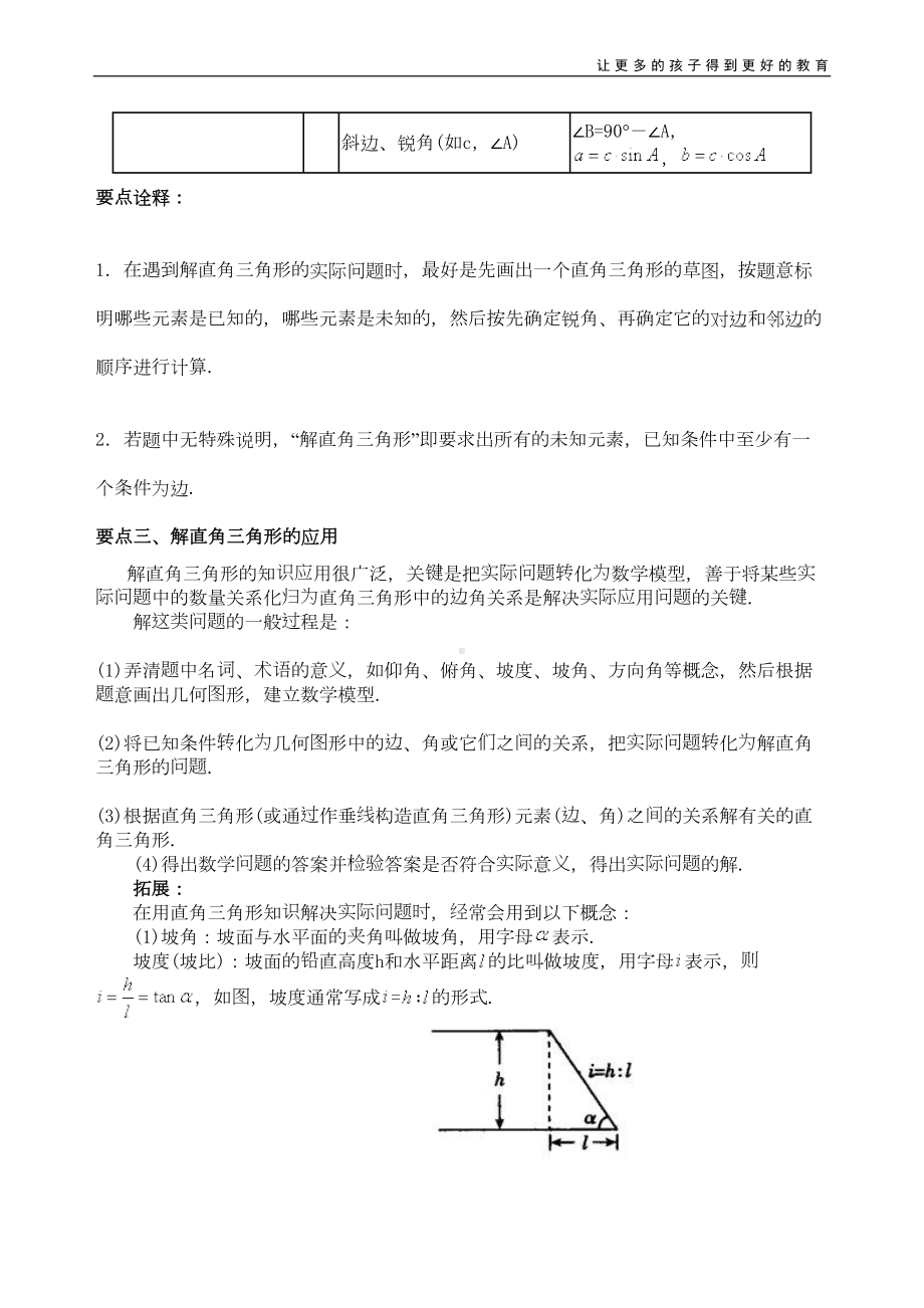 解直角三角形及其应用(学生版)知识点-习题资料(DOC 10页).doc_第2页