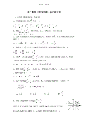 高二数学《圆锥曲线》单元测试题及答案讲述(DOC 8页).doc