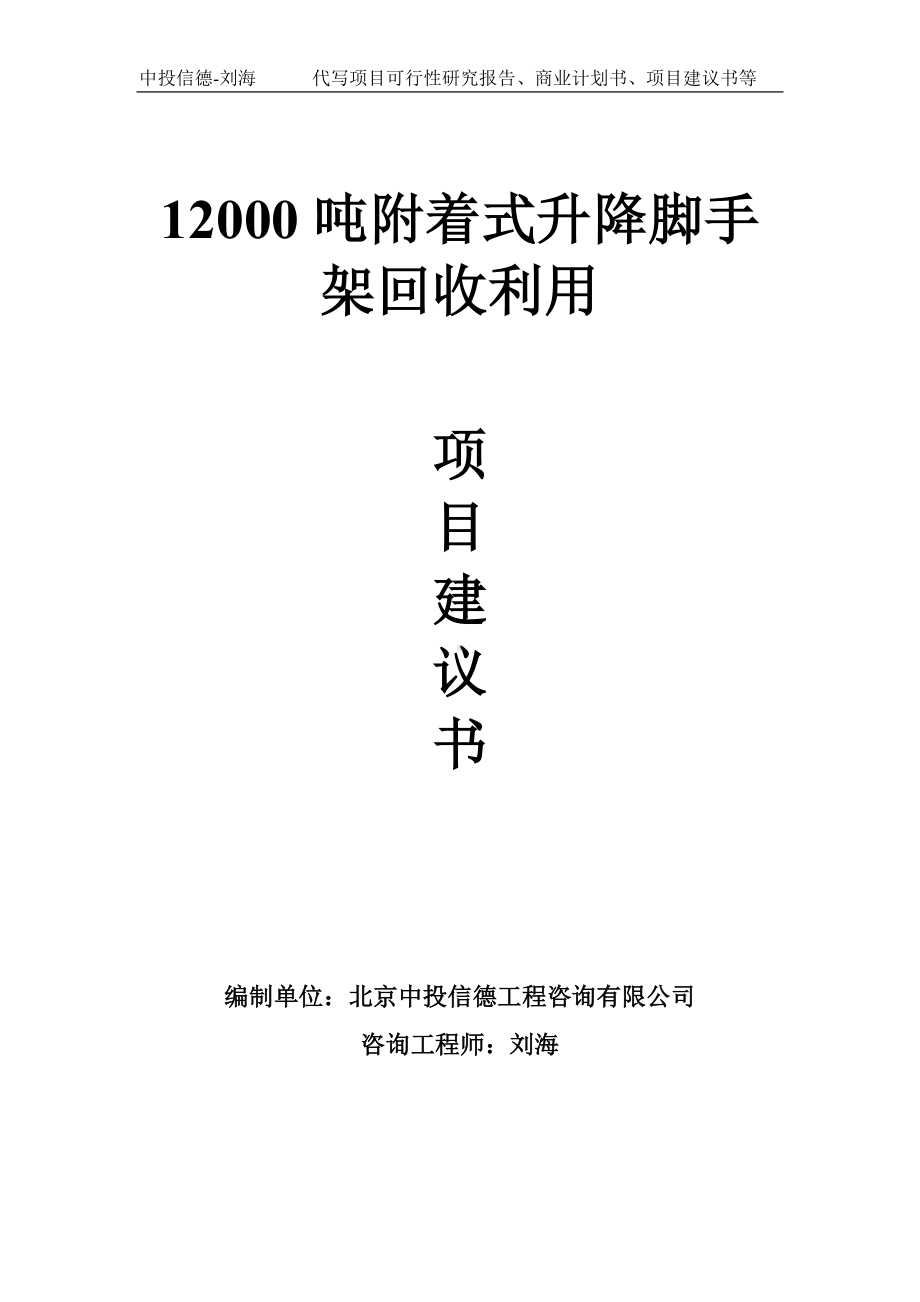 12000吨附着式升降脚手架回收利用项目建议书-写作模板.doc_第1页