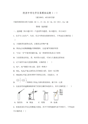 陕西中考化学仿真模拟试题(一)(DOC 6页).doc