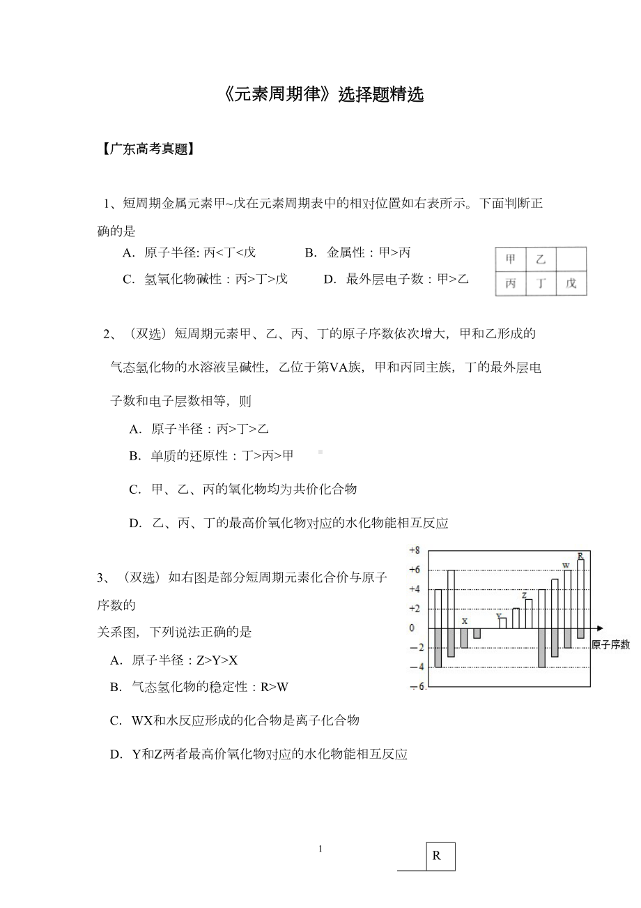 高考选择题库(元素周期律)(DOC 9页).doc_第1页