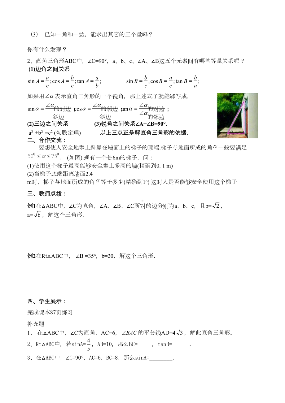 解直角三角形的应用导学案(DOC 10页).doc_第2页