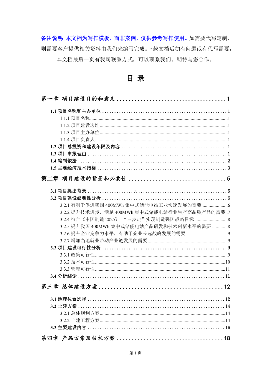 400MWh集中式储能电站项目建议书-写作模板.doc_第2页