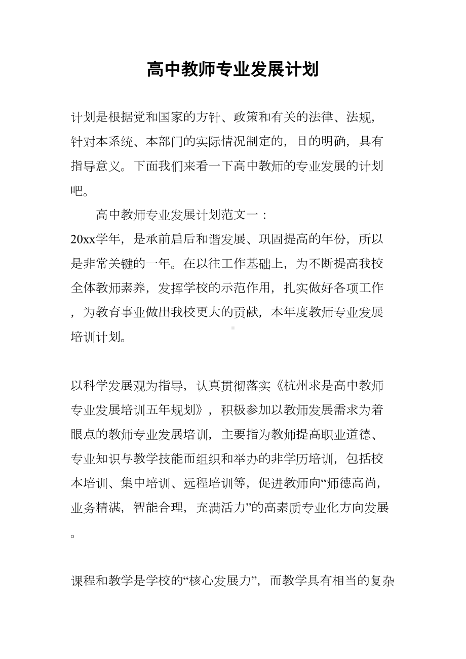 高中教师专业发展计划(DOC 13页).docx_第1页