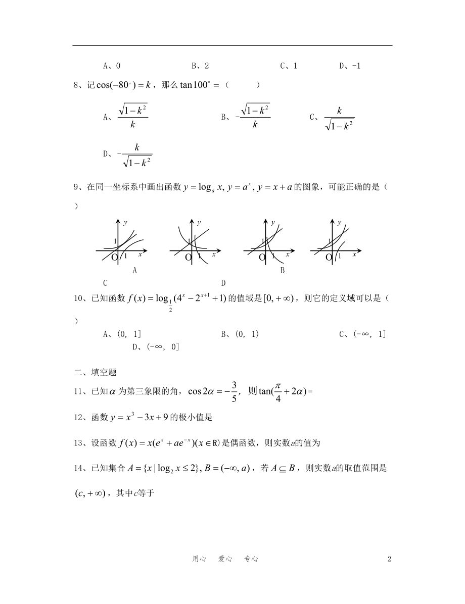 高中数学-选填题强化训练-文(DOC 19页).doc_第2页