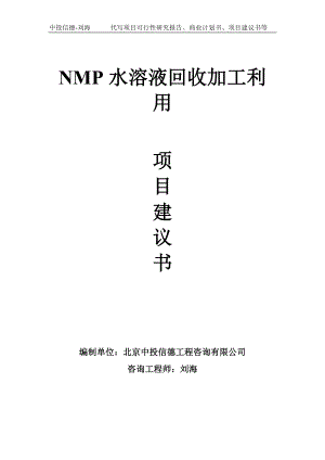 NMP水溶液回收加工利用项目建议书-写作模板.doc