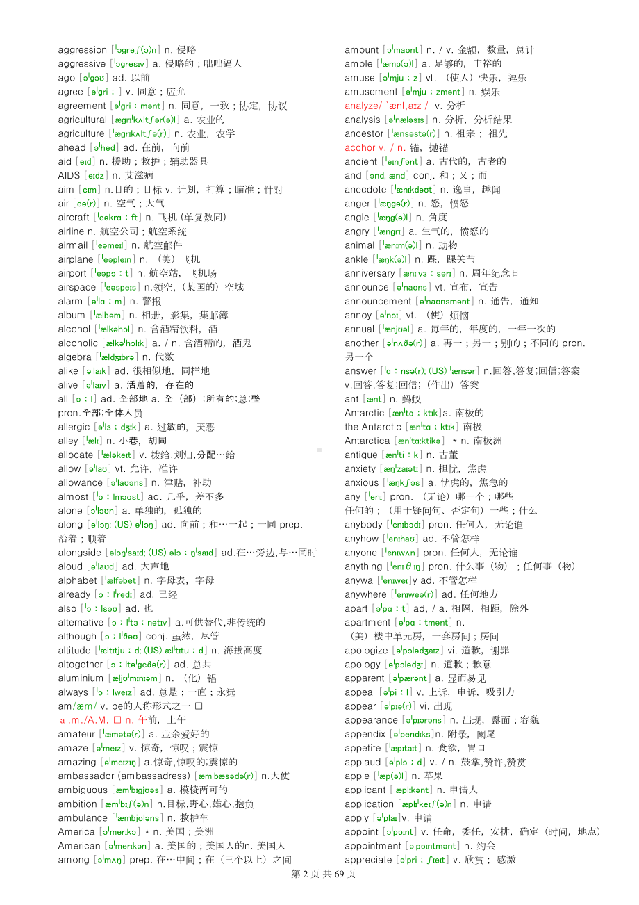 高中英语词汇3500词word版带音标-英语词组与习惯用语大全分析(DOC 69页).doc_第2页