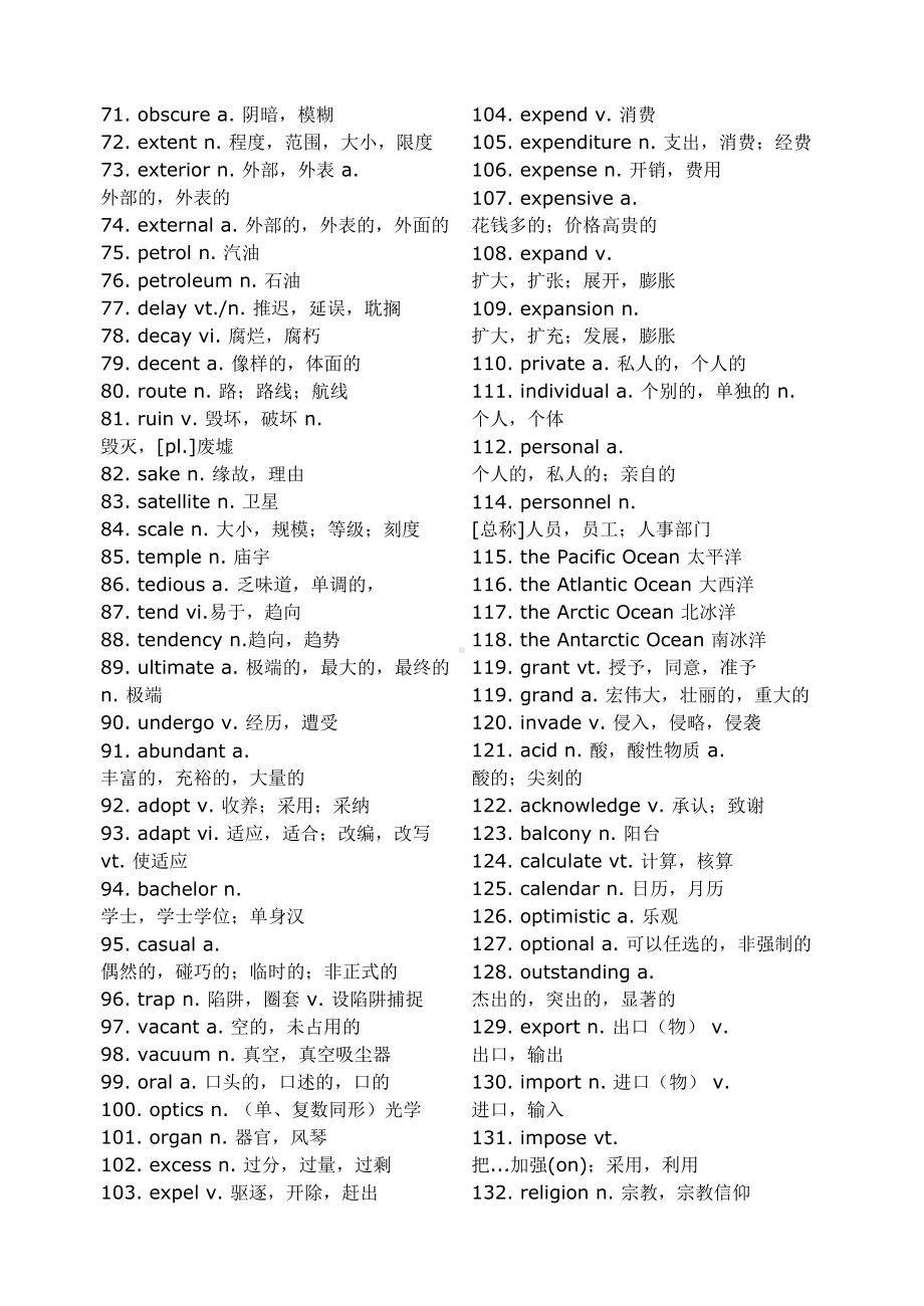 英语四级核心高频词汇表(DOC 13页).doc_第2页