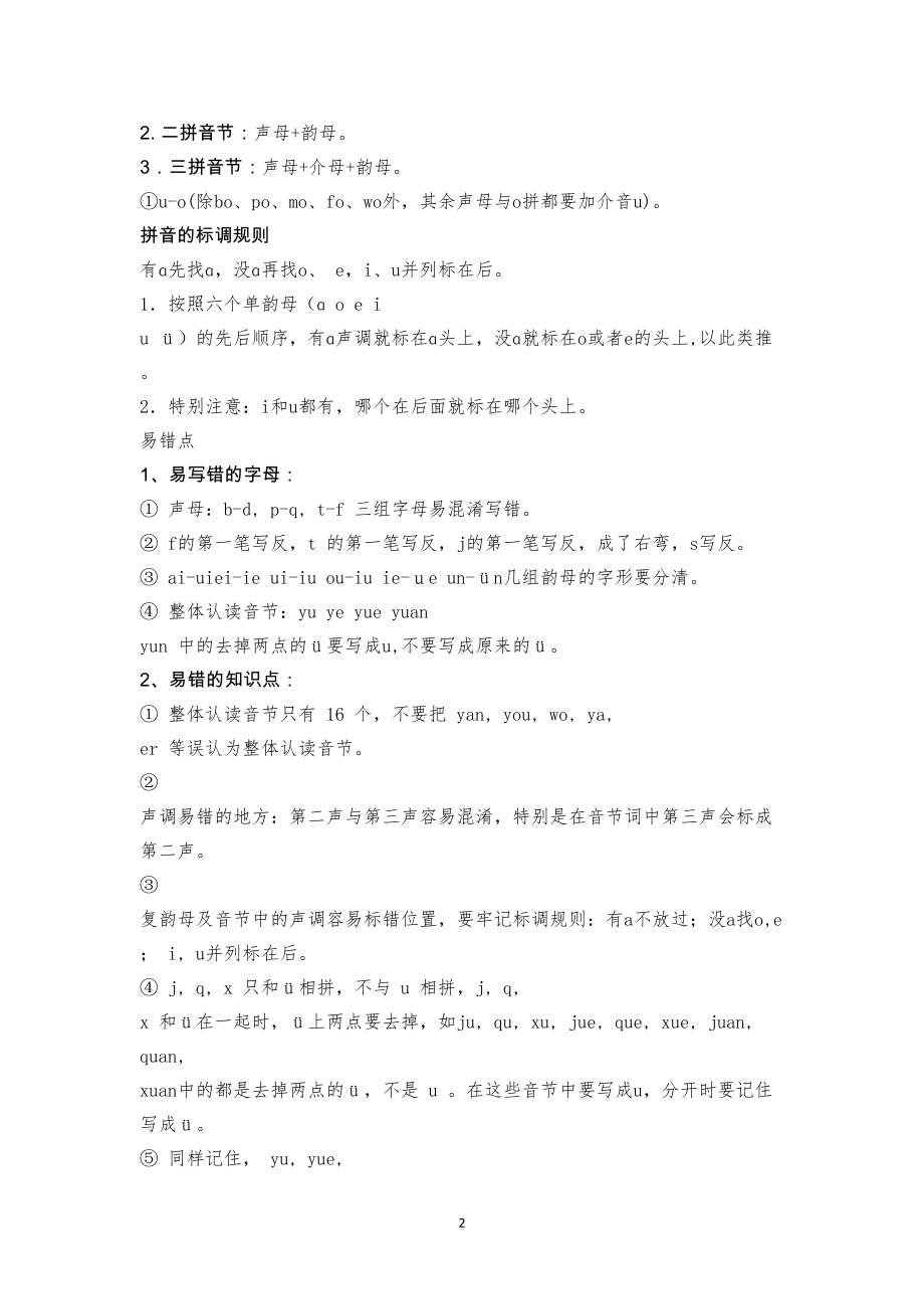 部编版人教版一年级语文上册知识点整理(DOC 14页).docx_第2页