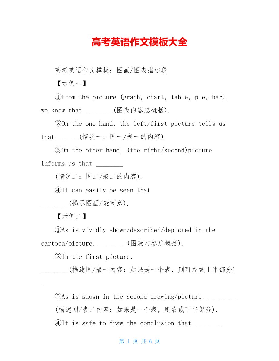 高考英语作文模板大全(DOC 6页).doc_第1页